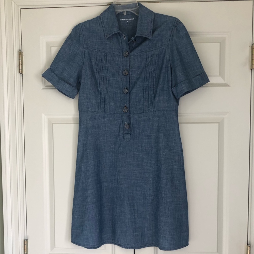 Paper Denim & Cloth Chambray Short Sleeve Dress, Size 3